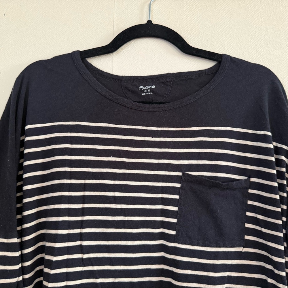 Madewell | Black and White Striped Long Sleeve Tee | Medium - Picture 6 of 8